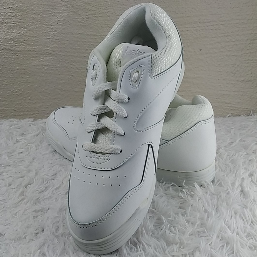 Penny Lane White Faux Leather Mesh Upper  Almond Toe Lace Up Low Top Sneaker